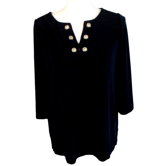 Travelers By Chico's Women's Blue Long Sleeve Stretch Gromet Neck Shirt Size S. - Picture 1 of 11